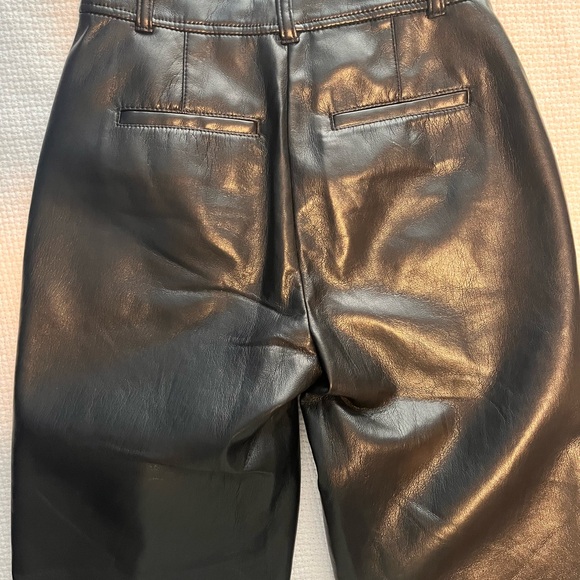 Babaton Black Leather cropped Trousers - Picture 4 of 5